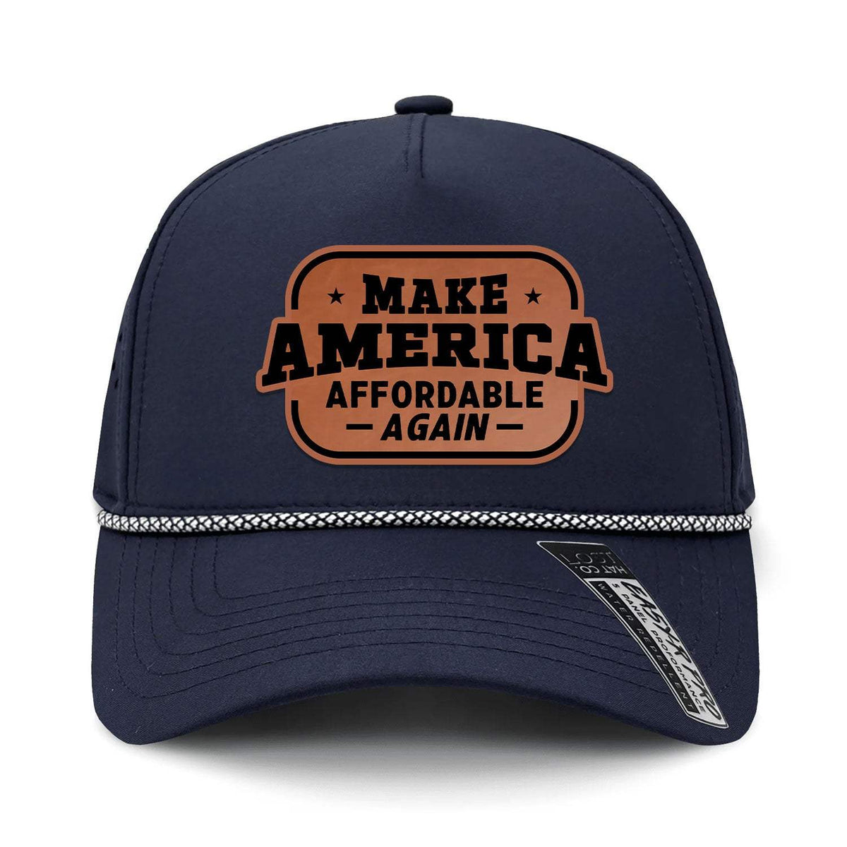 Make America Affordable Again Performance Leather Patch Hat - Navy
