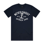 Never Shoot With Your Drinkin' Hand Premium Tee - Navy