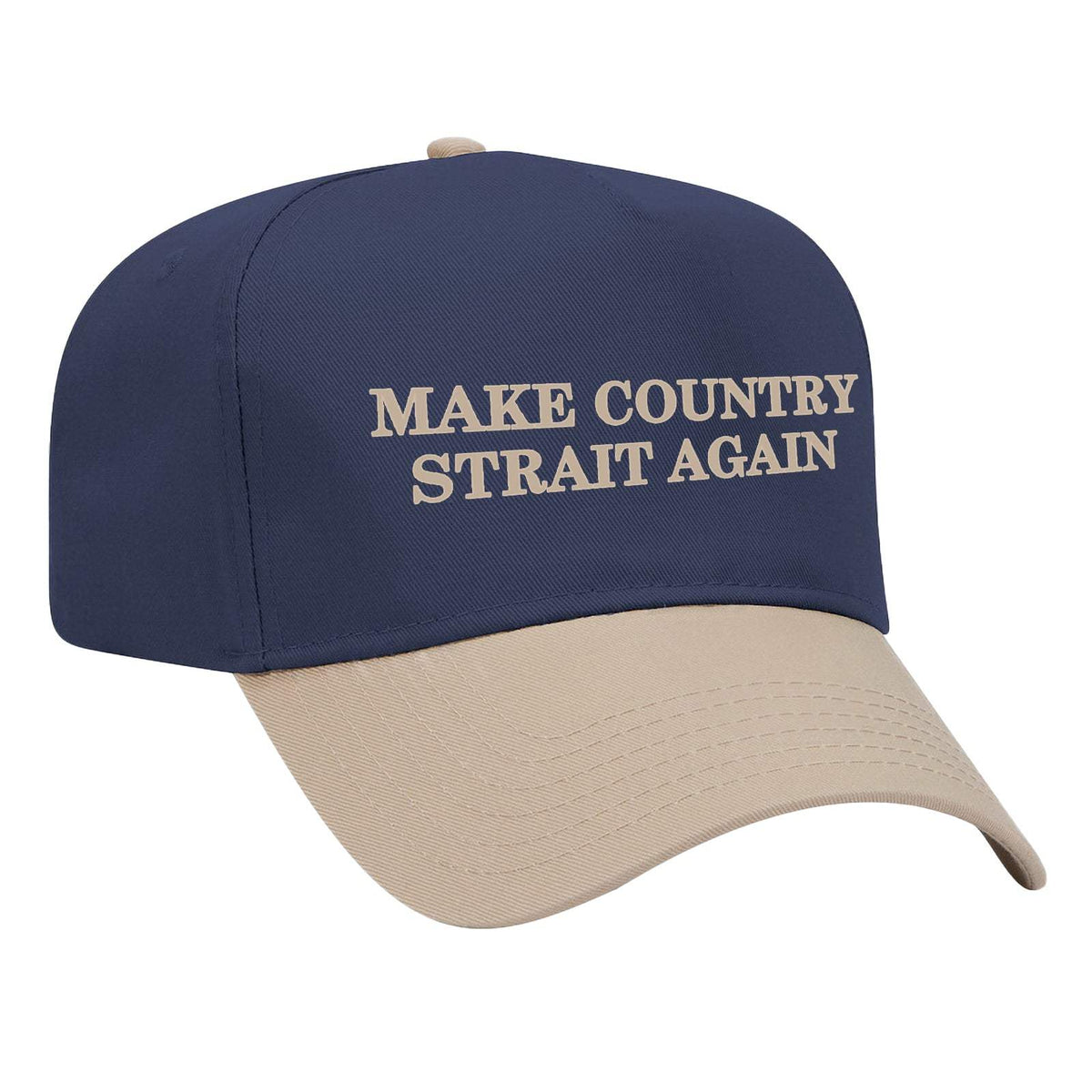 Make Country Strait Again Embroidered Mid-Profile Hat - Navy / Khaki