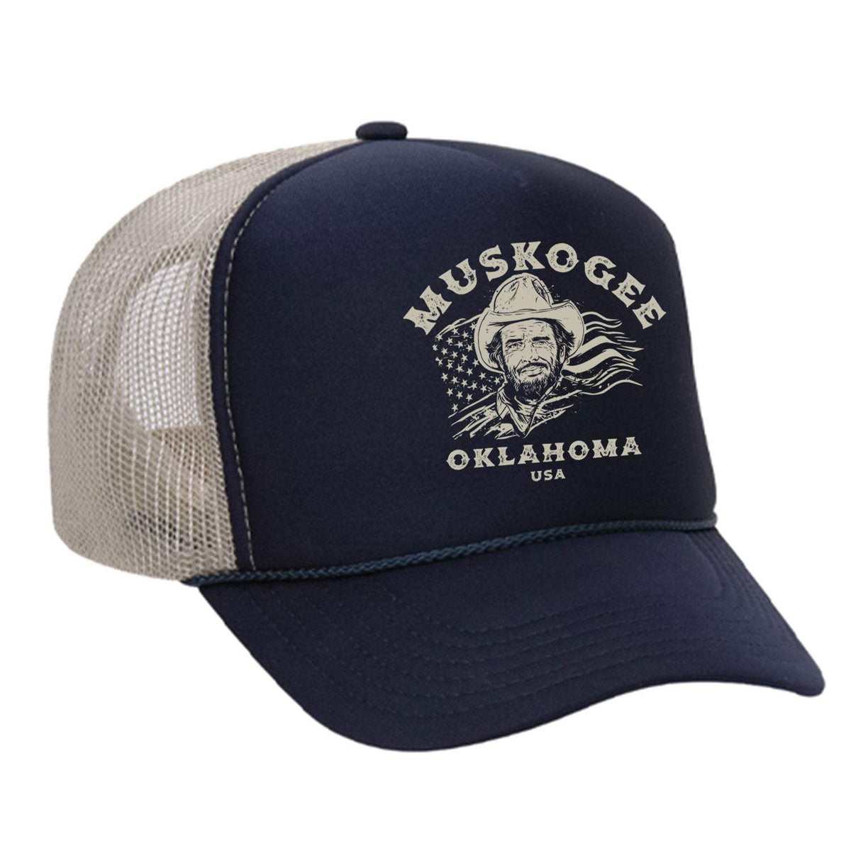 Haggard Old Flag Foam Trucker Hat - Navy / Tan