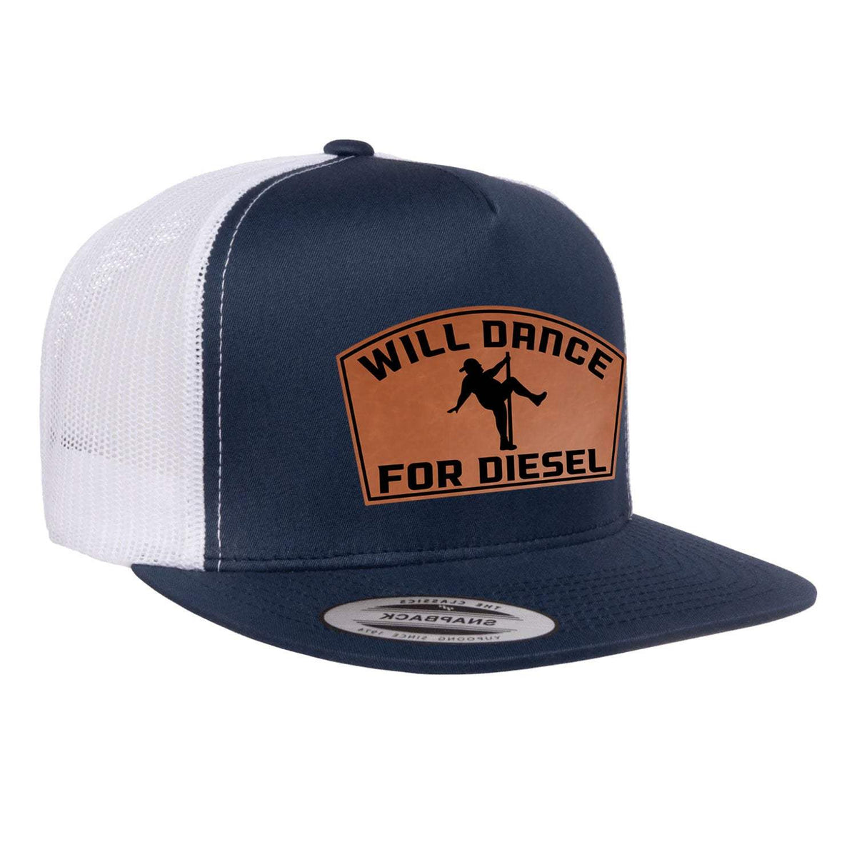 Will Dance For Diesel Flat Bill Hat - Navy / White