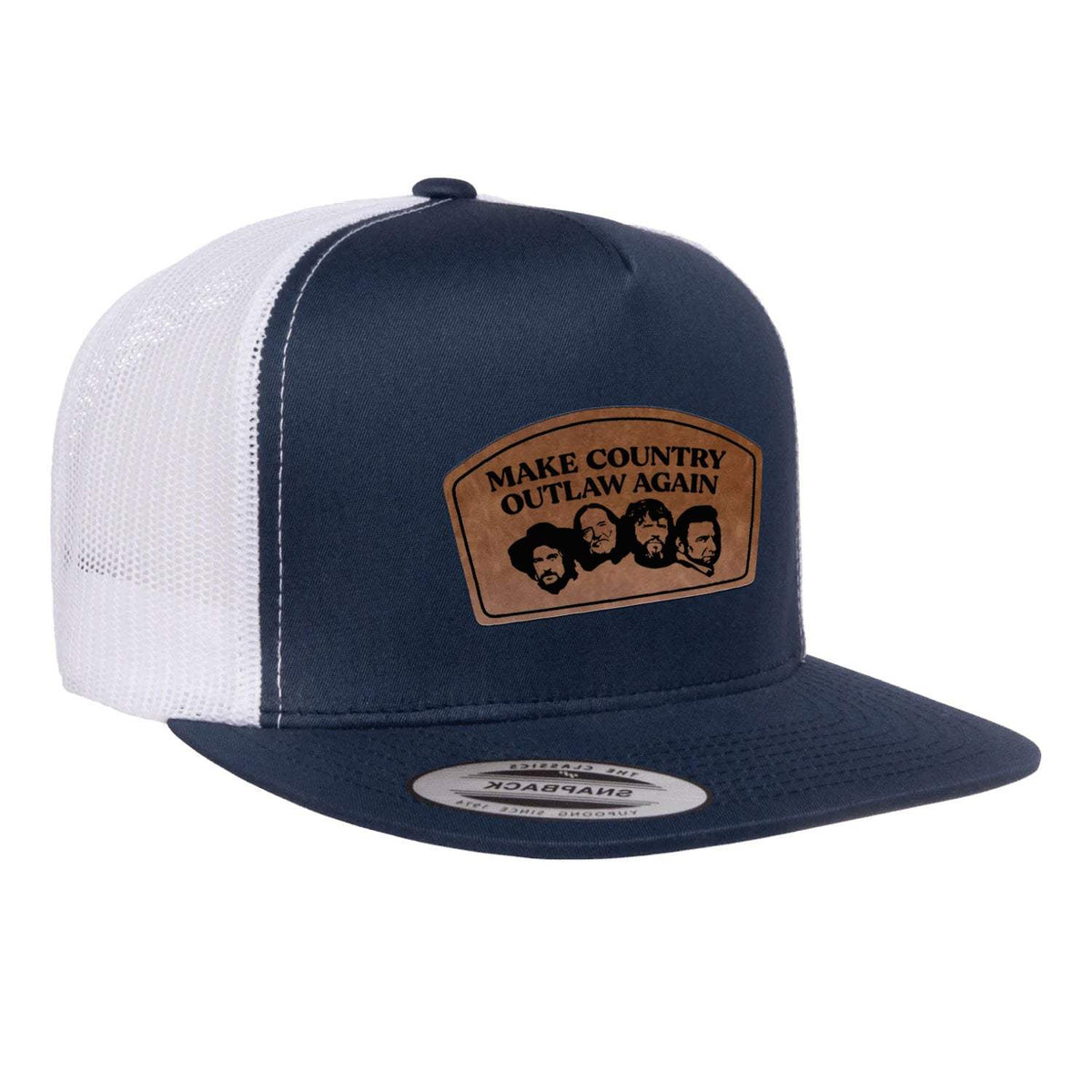 Make Country Outlaw Again Flat Bill Trucker Hat - Navy / White