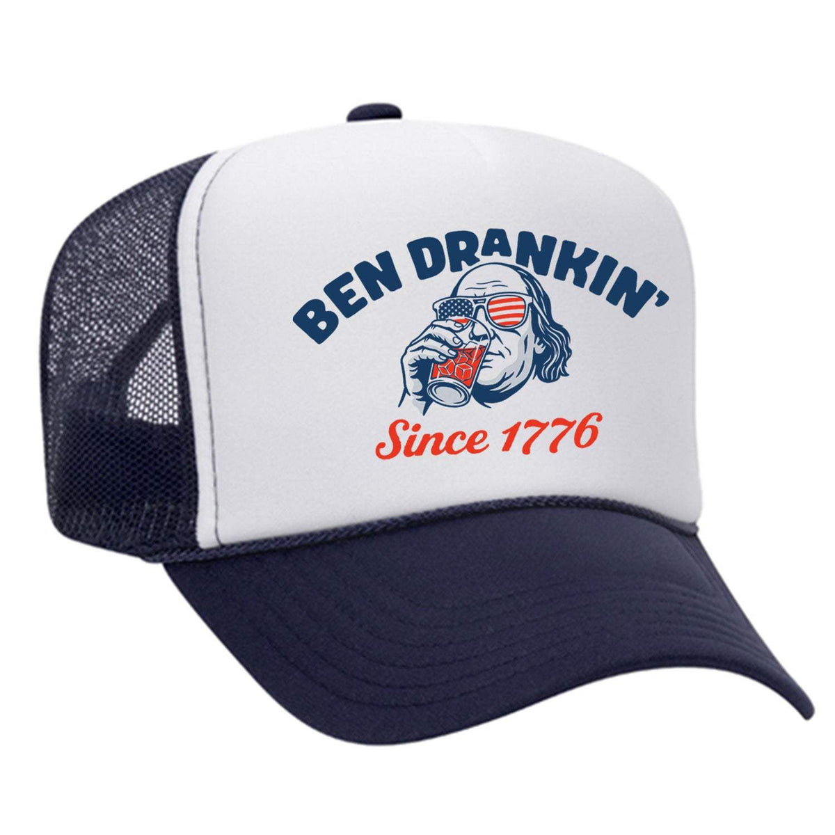 Ben Drankin' Foam Trucker Hat - Navy / White