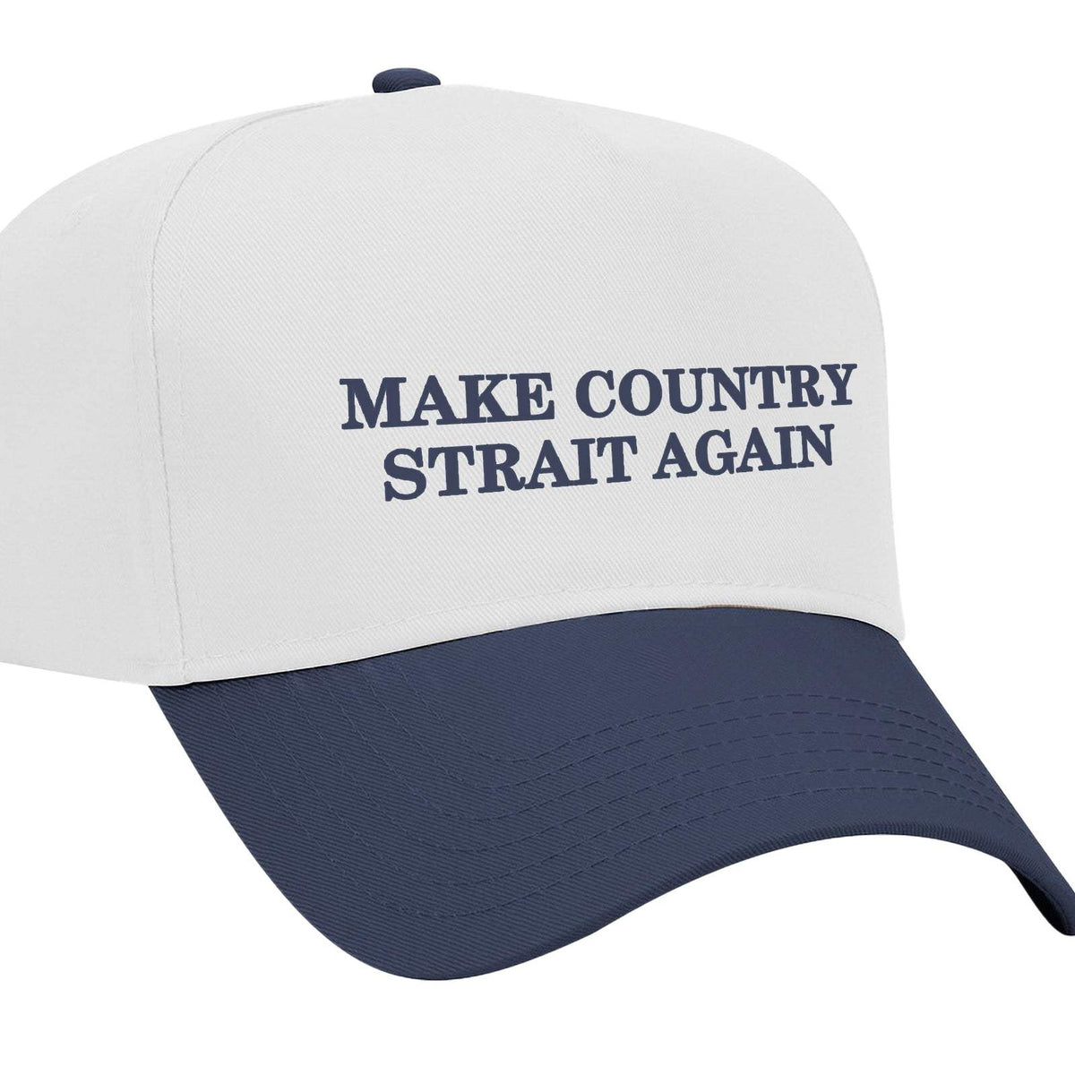 Make Country Strait Again Embroidered Mid-Profile Hat - Navy / White