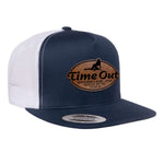 Time Out Gentleman's Club Flat Bill Trucker Hat - Navy / White