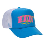 Drinkin' Weather Foam Trucker Hat - Neon Blue / White