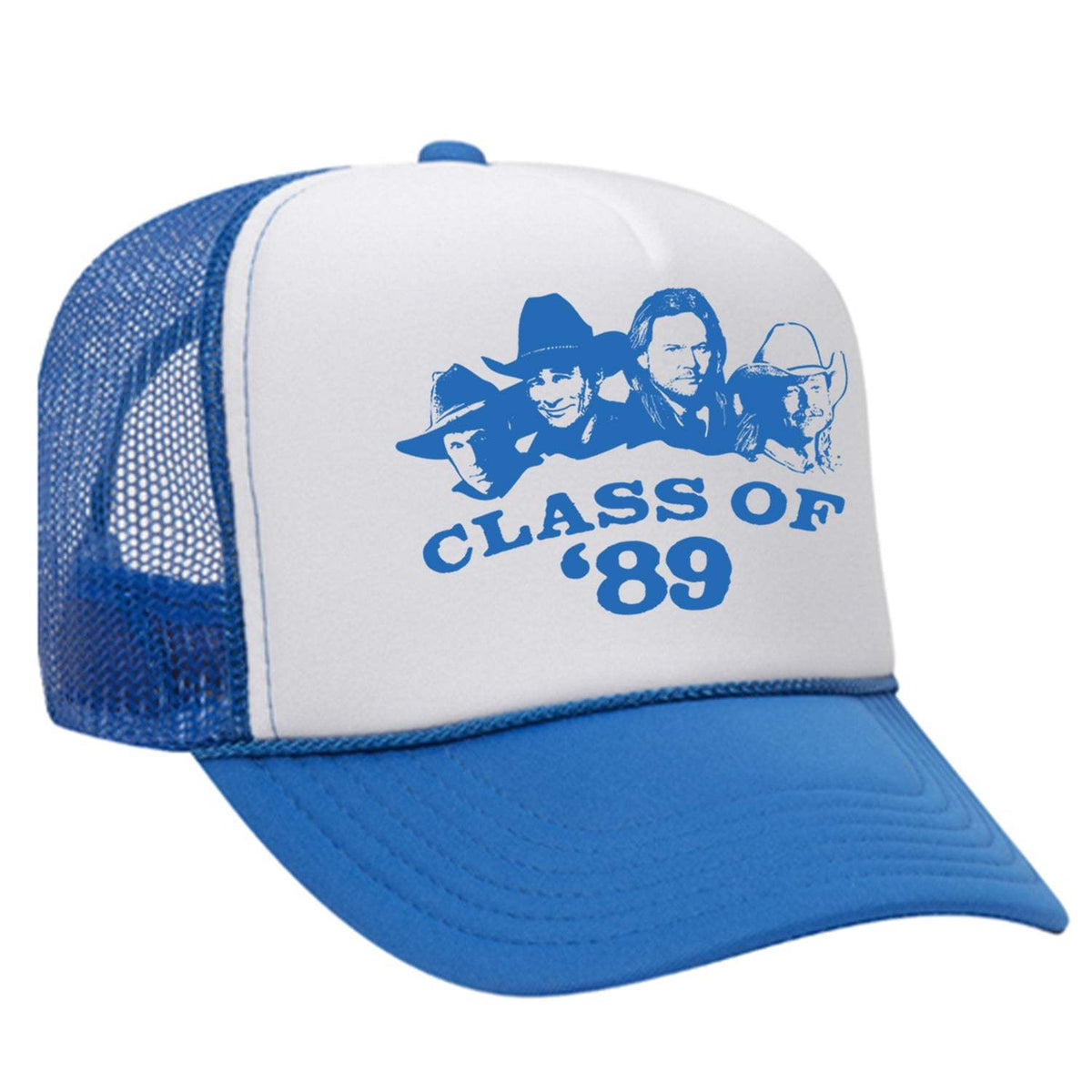 Class Of '89 Foam Trucker Hat - Neon Blue / White