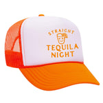 Straight Tequila Night Foam Trucker Hat - Neon Orange / White