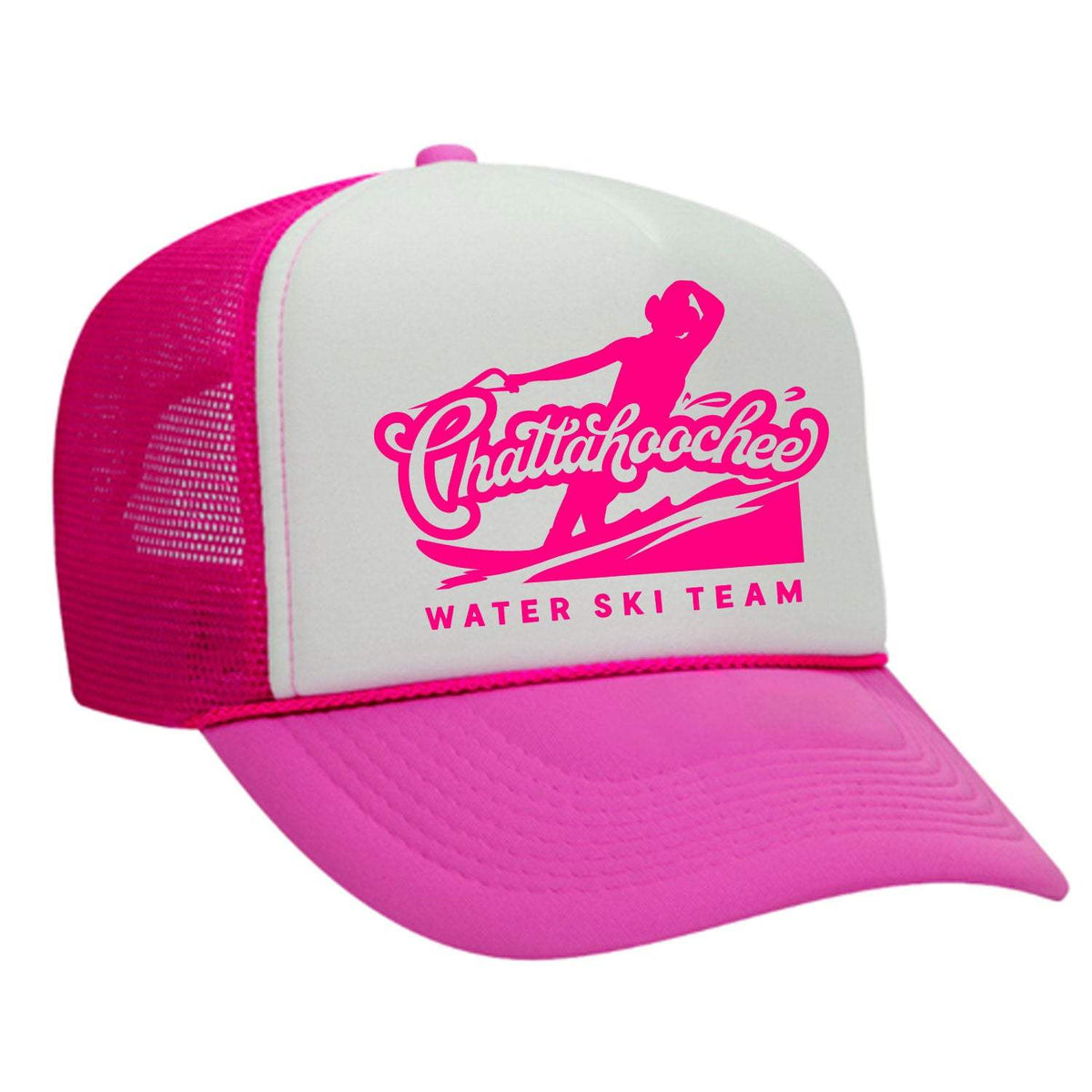 Chattahoochee Ski Team Foam Trucker Hat - Neon Pink / White