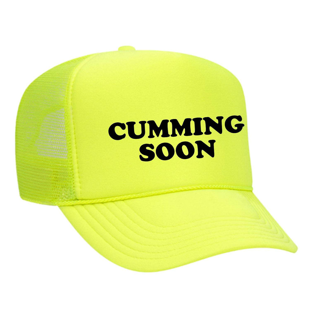 Cumming Soon Foam Trucker Hat - Neon Yellow