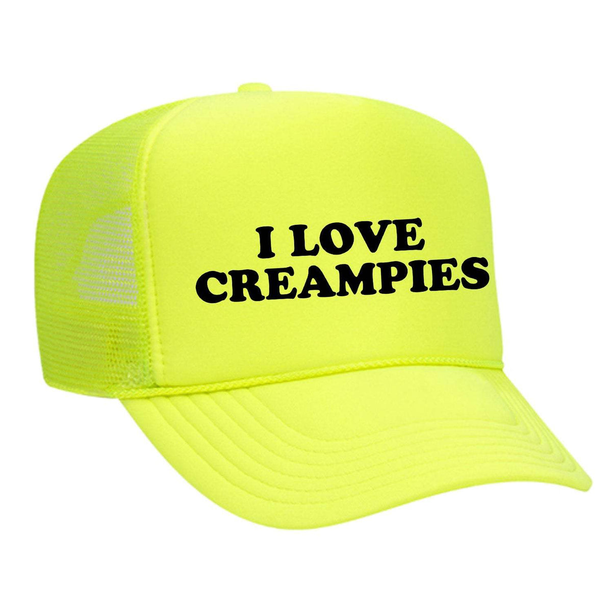 I Love Creampies Foam Trucker Hat - Neon Yellow