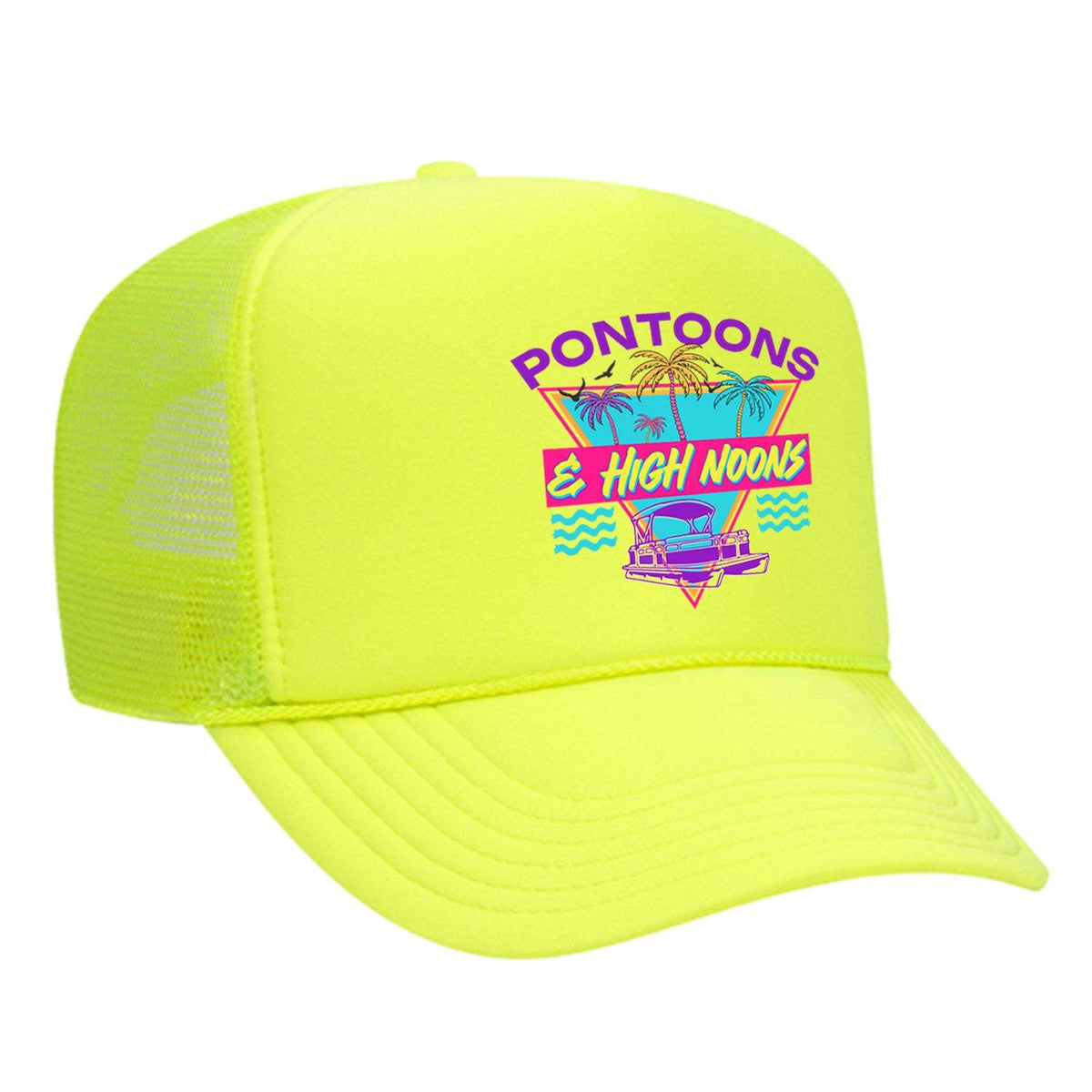 Pontoons and High Noons Foam Trucker Hat - Neon Yellow