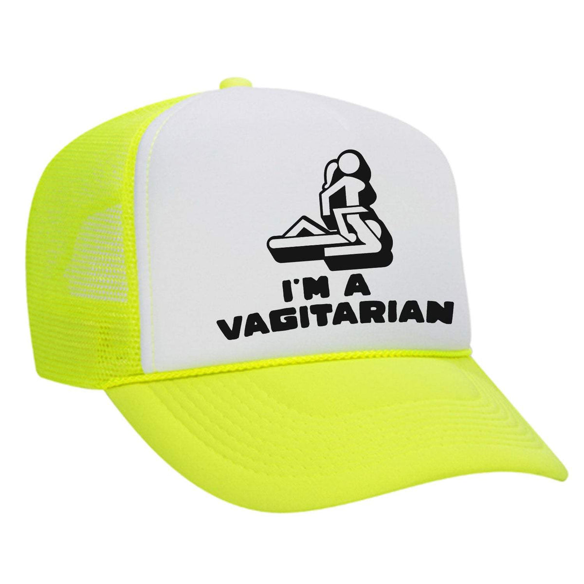 I'm A Vagitarian Foam Trucker Hat - Neon Yellow / White