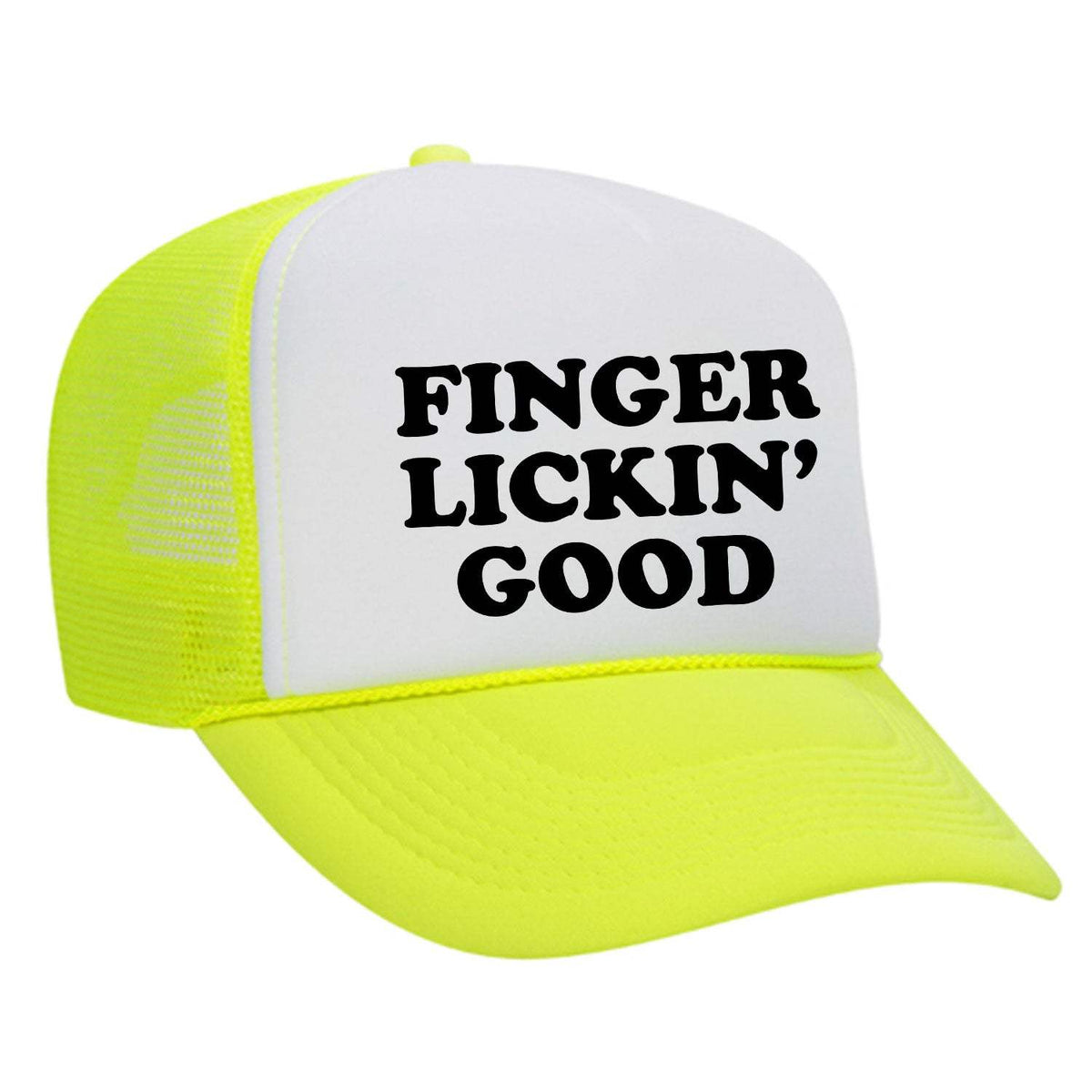 Finger Lickin' Good Foam Trucker Hat - Neon Yellow / White