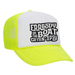 Errbody In The Pool Gettin' Tipsy Foam Trucker Hat - Neon Yellow / White