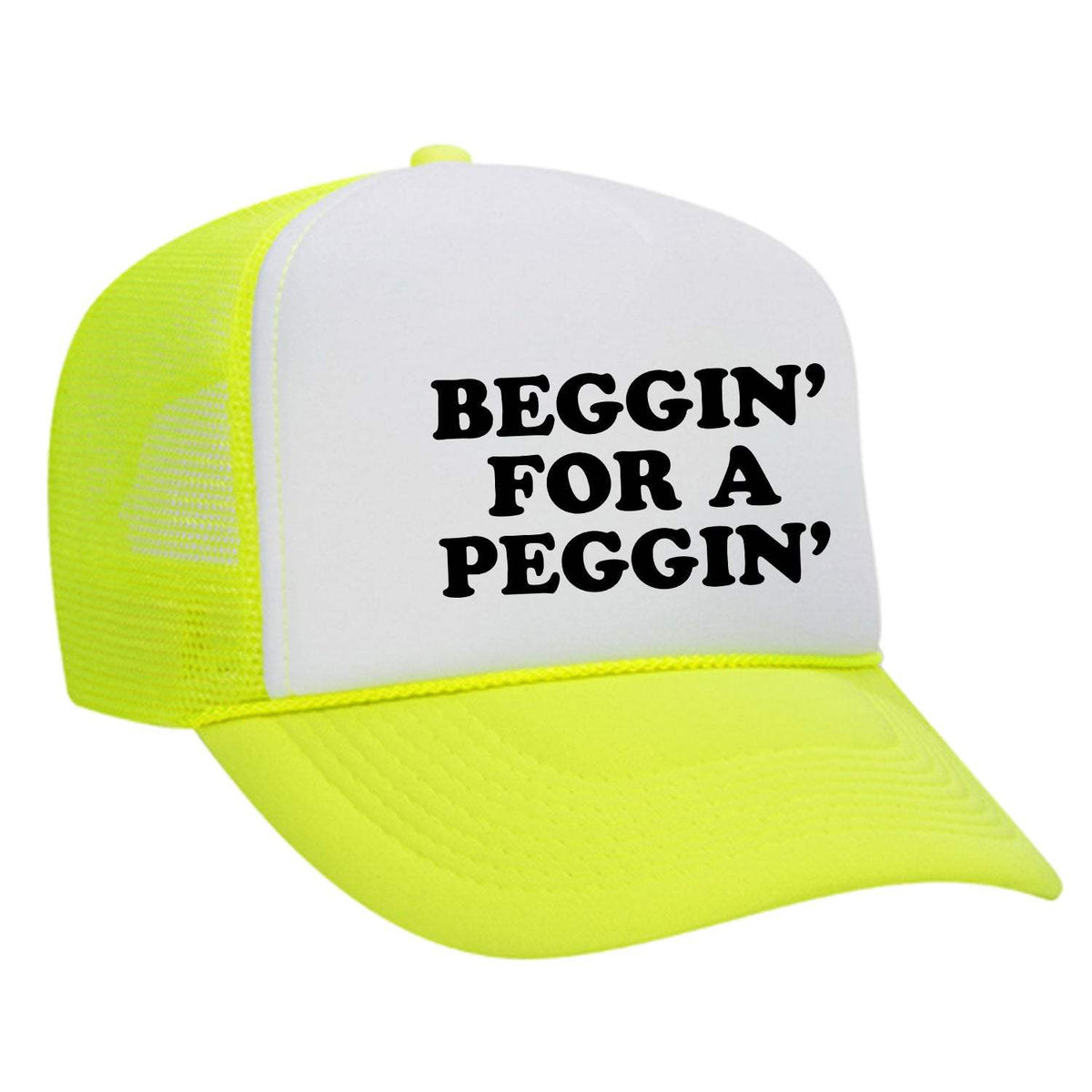 Beggin' For A Peggin' Foam Trucker Hat - Neon Yellow / White
