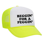 Beggin' For A Peggin' Foam Trucker Hat - Neon Yellow / White