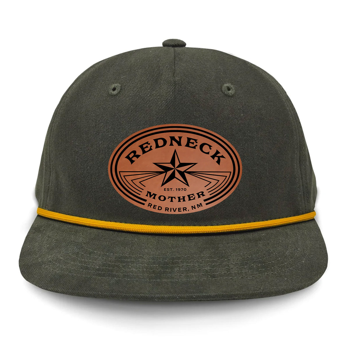Redneck Mother Flat Bill Rope Leather Patch Hat