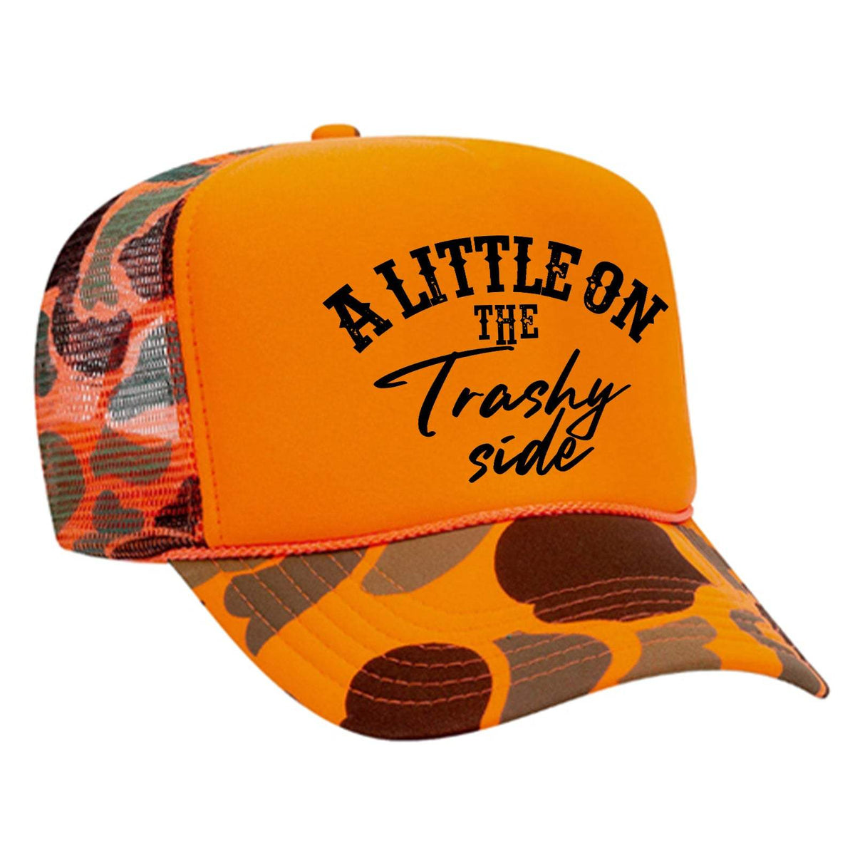 A Little On The Trashy Side Foam Trucker Hat - Orange / Camo