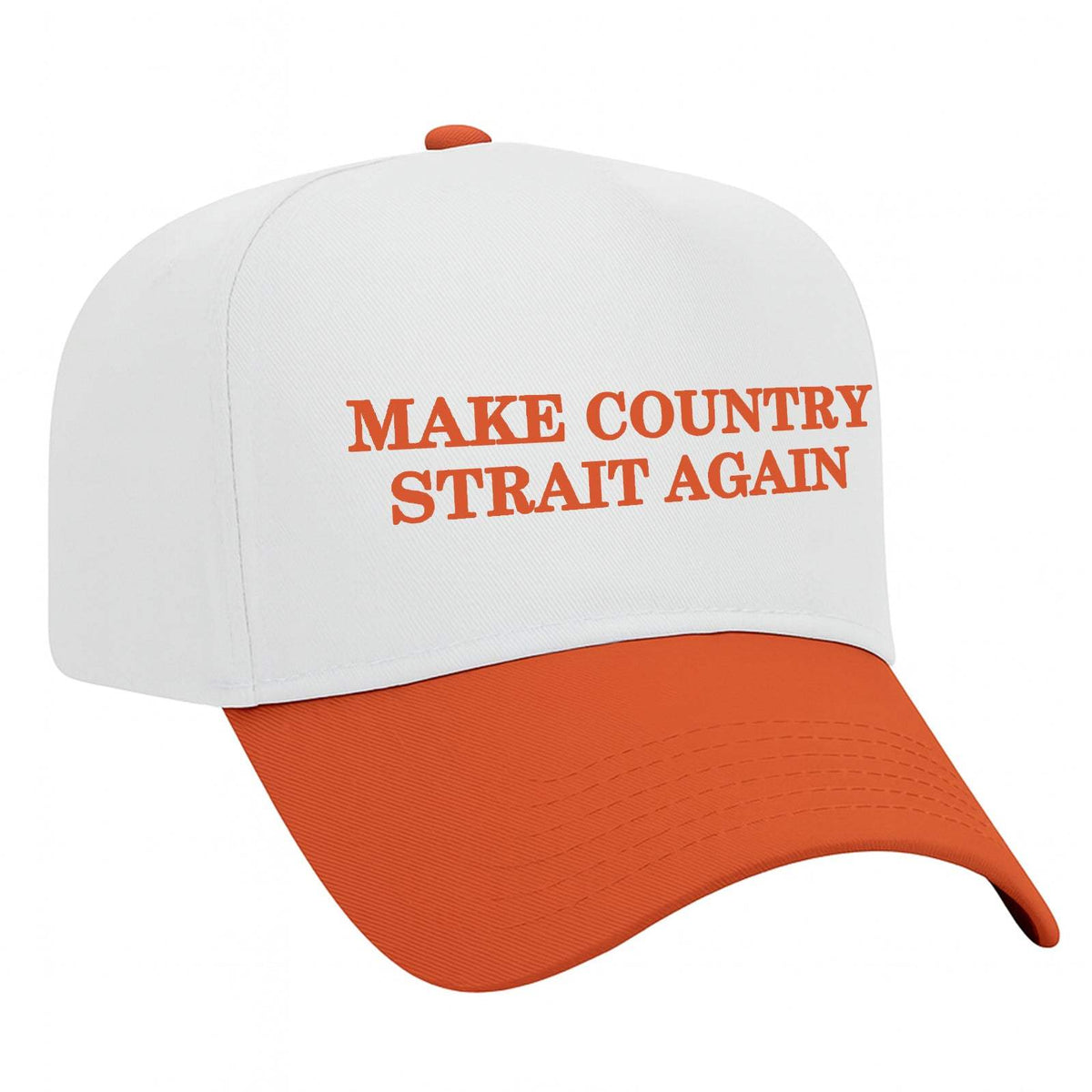 Make Country Strait Again Embroidered Mid-Profile Hat - Orange / White