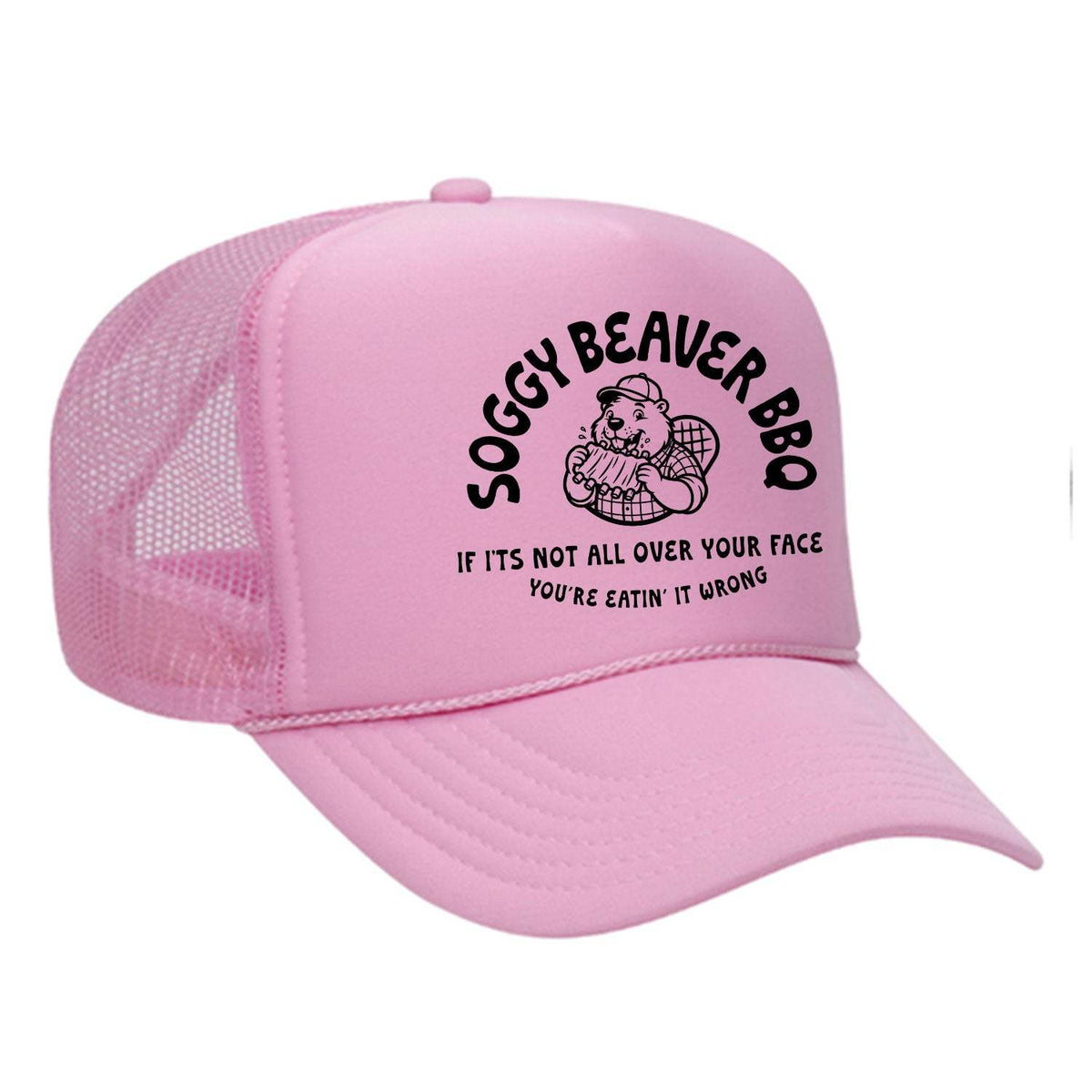 Soggy Beaver BBQ Foam Trucker Hat - Pink