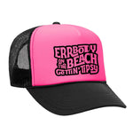 Errbody On The Beach Gettin' Tipsy Foam Trucker Hat - Pink / Black