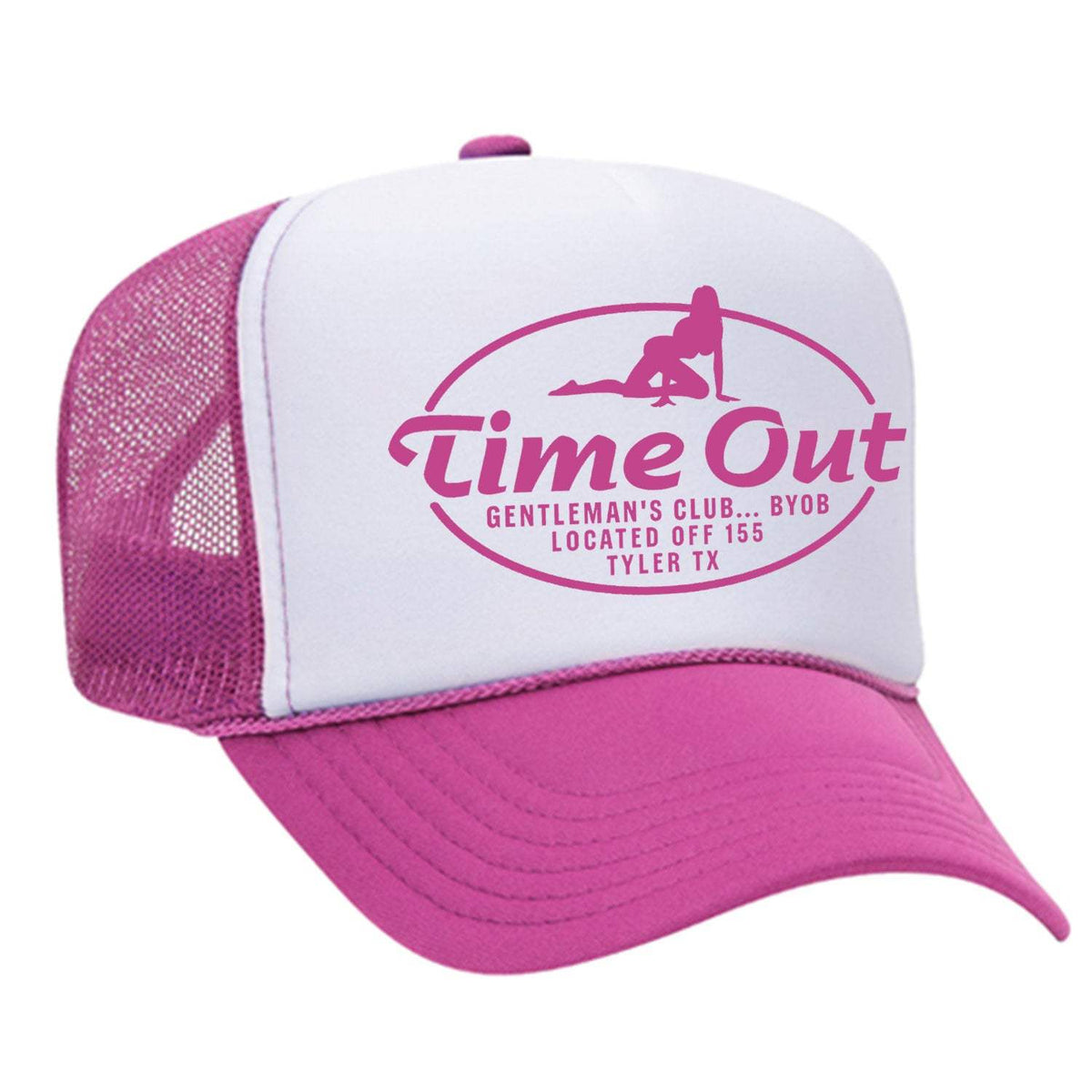 Time Out Gentleman's Club Foam Trucker Hat - Pink / White