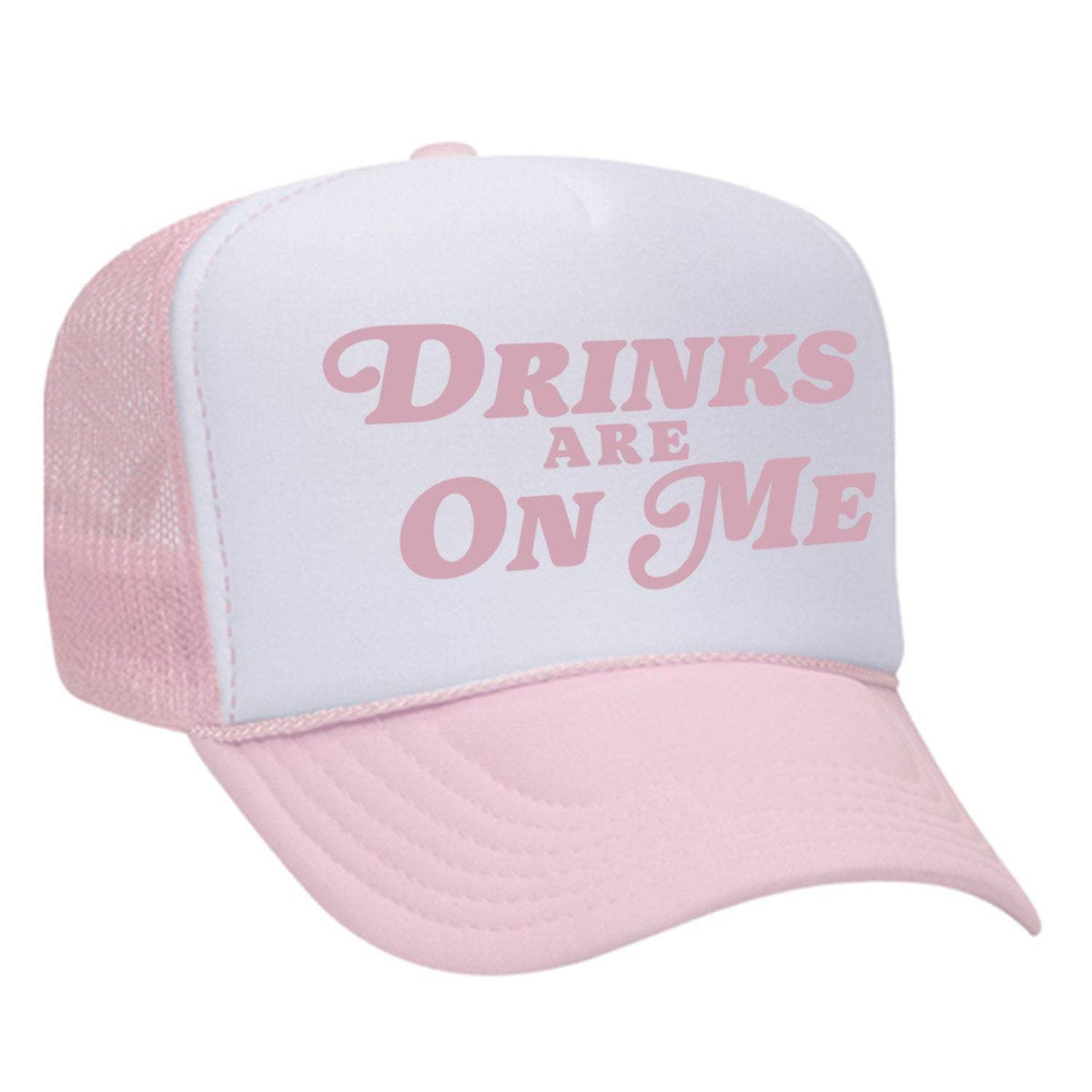 Drinks Are On Me Foam Trucker Hat - Pink / White