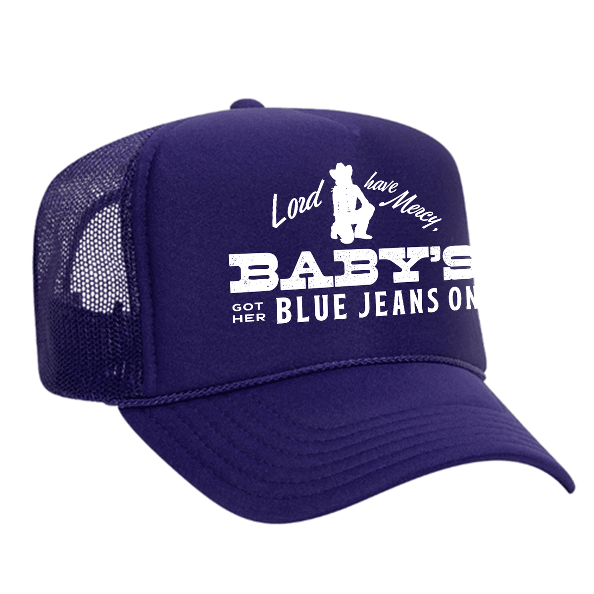 Baby's Got Her Blue Jeans On Foam Trucker Hat - Purple