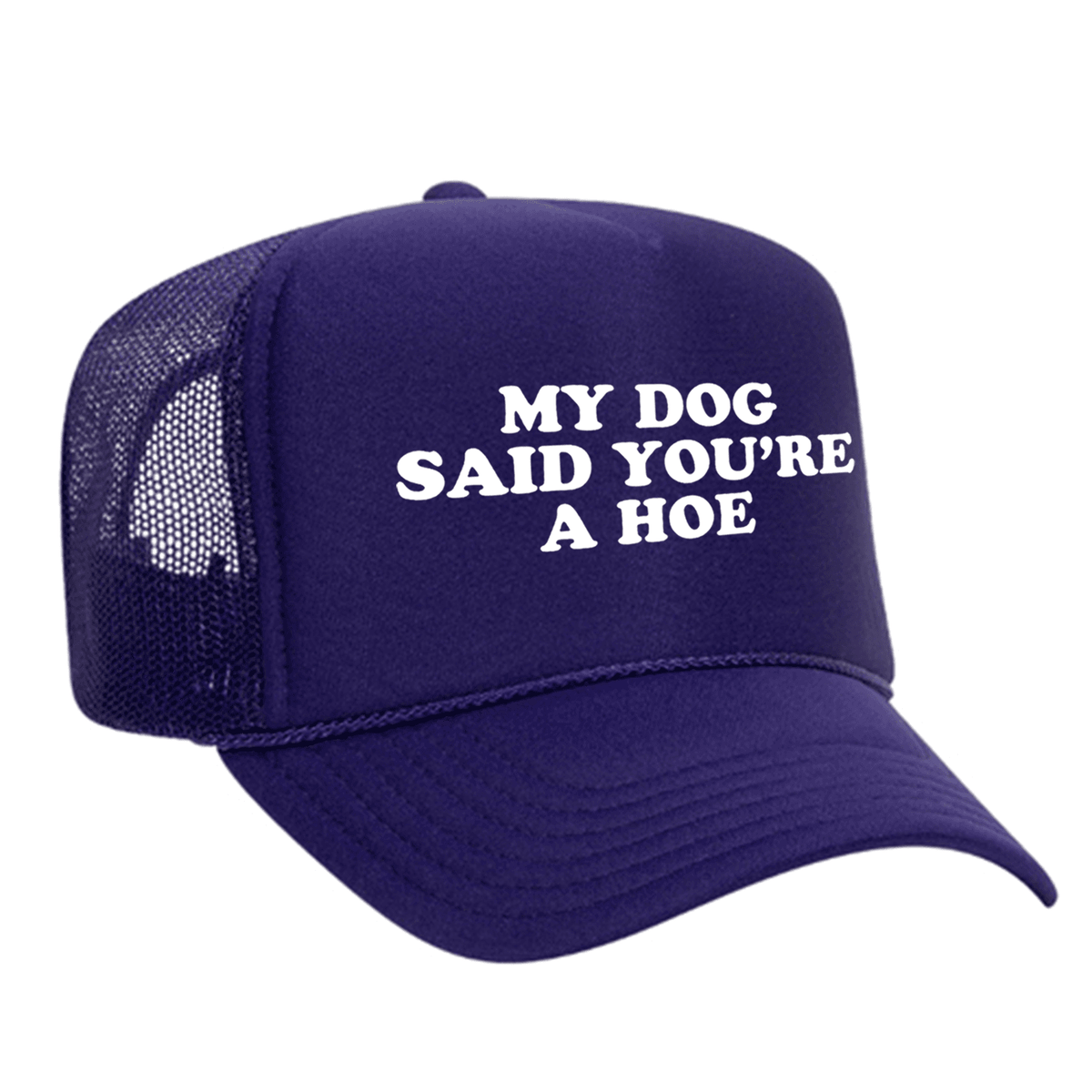 My Dog Said You're A Hoe Foam Trucker Hat - Purple