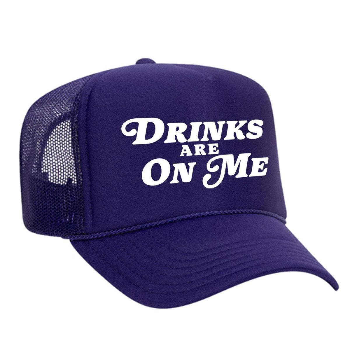 Drinks Are On Me Foam Trucker Hat - Purple