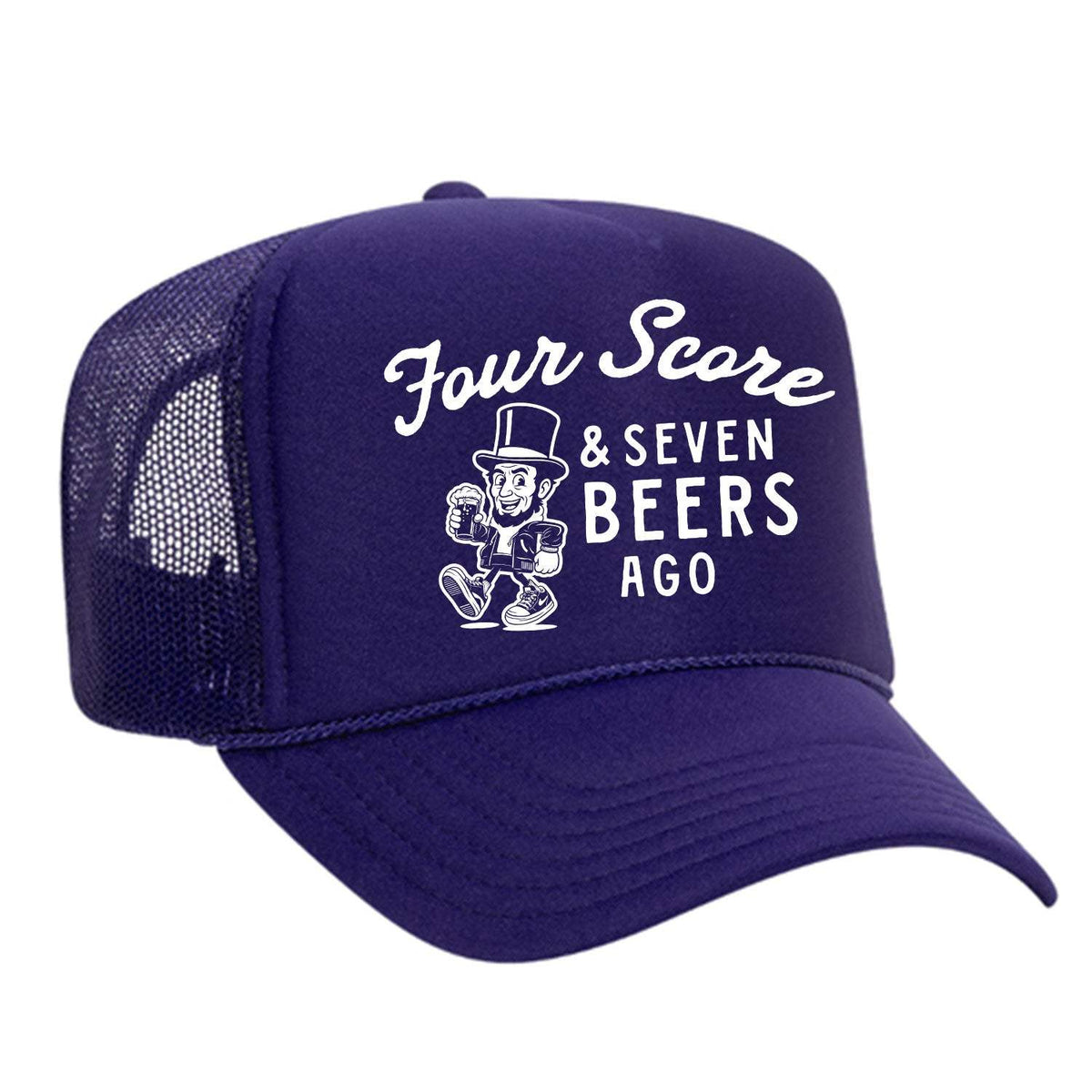 Four Score & Seven Beers Ago Foam Trucker Hat - Purple