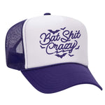 Bat Shit Crazy Foam Trucker Hat - Purple / White