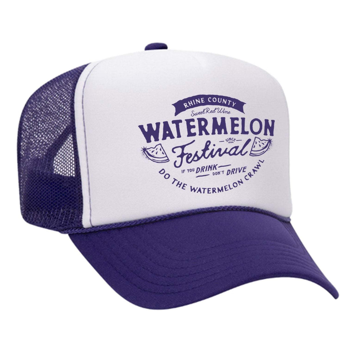 Watermelon Crawl Foam Trucker Hat - Purple / White