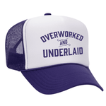 Overworked And Underlaid Foam Trucker Hat - Purple / White