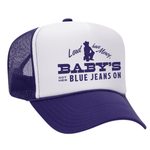 Baby's Got Her Blue Jeans On Foam Trucker Hat - Purple / White