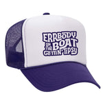 Errbody On The Boat Gettin' Tipsy Foam Trucker Hat - Purple / White