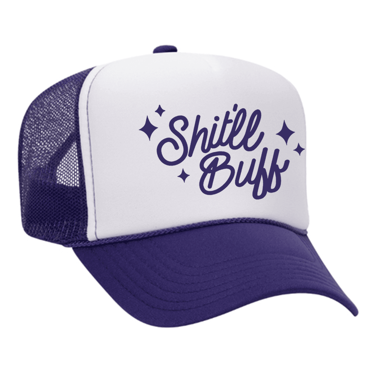Shit'll Buff Foam Trucker Hat - Purple / White