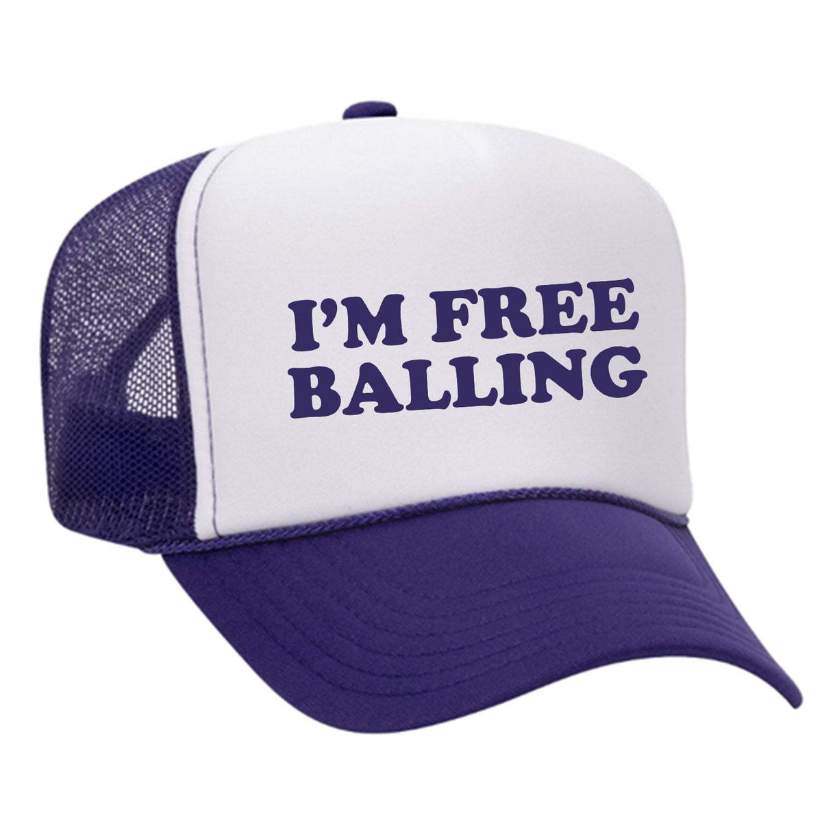 Free Balling Foam Trucker Hat - Purple / White