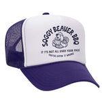 Soggy Beaver BBQ Foam Trucker Hat - Purple / White