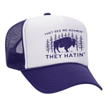 They See Me Roamin' Foam Trucker Hat - Purple / White