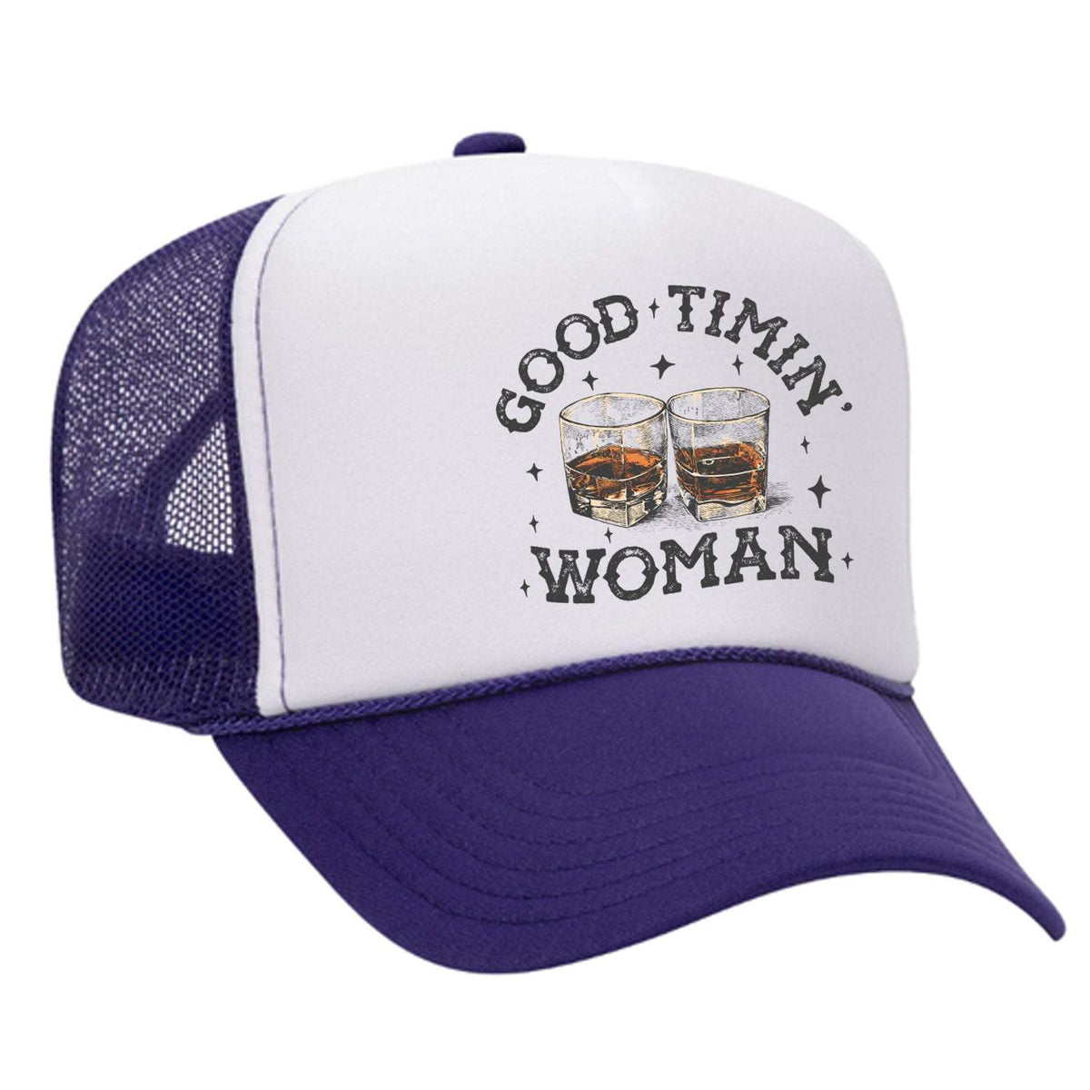 Good Timin' Woman Foam Trucker Hat - Purple / White