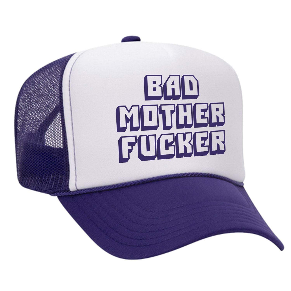 Bad M'Fer Foam Trucker Hat - Purple / White