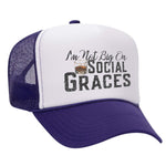 I'm Not Big On Social Graces Foam Trucker Hat - Purple / White