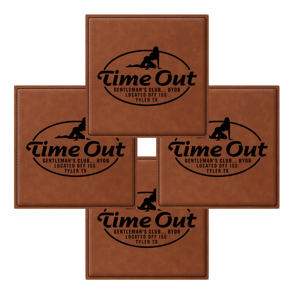 Time Out Gentleman's Club Can Leatherette Coaster (Set of 4)