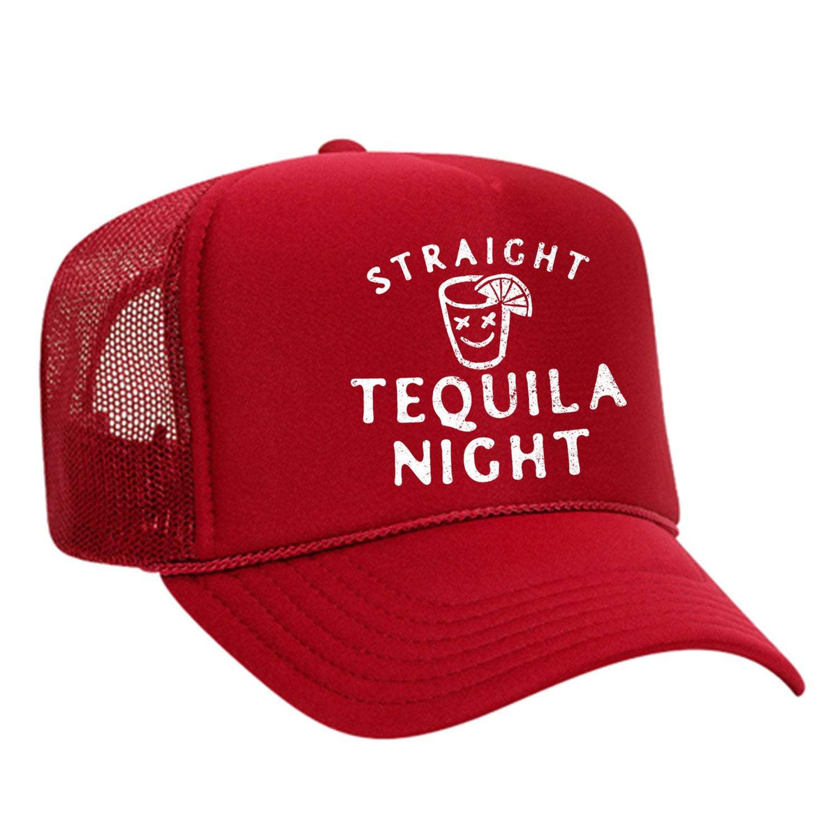 Straight Tequila Night Foam Trucker Hat - Red
