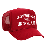Overworked And Underlaid Foam Trucker Hat - Red