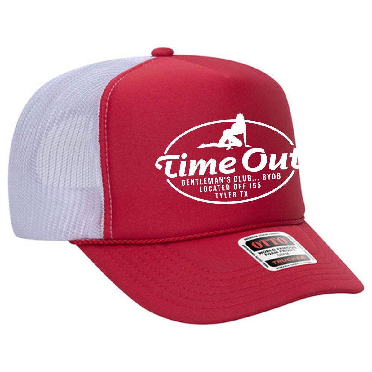 Time Out Gentleman's Club Foam Trucker Hat Limited Edition - Red / White