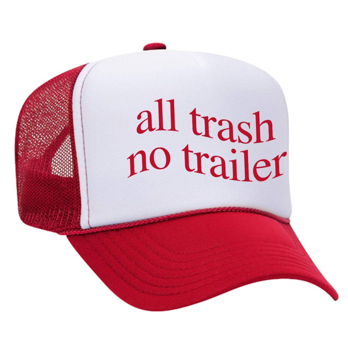 All Trash No Trailer Foam Trucker Hat - Red / White
