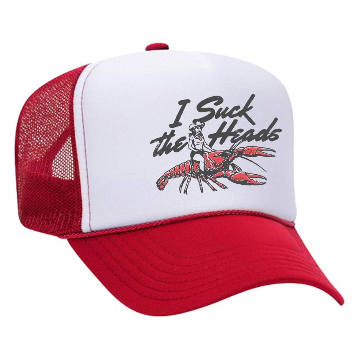 I Suck The Heads Foam Trucker Hat - Red / White